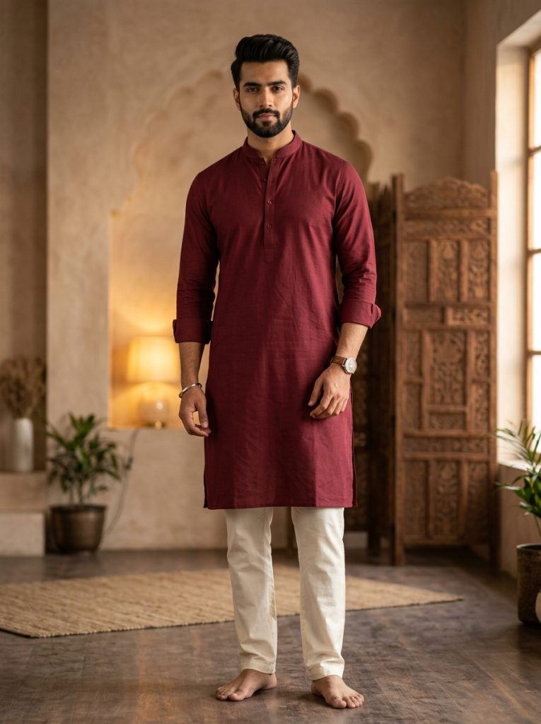 Pure Cotton Classic Slub Daily Wear Kurta