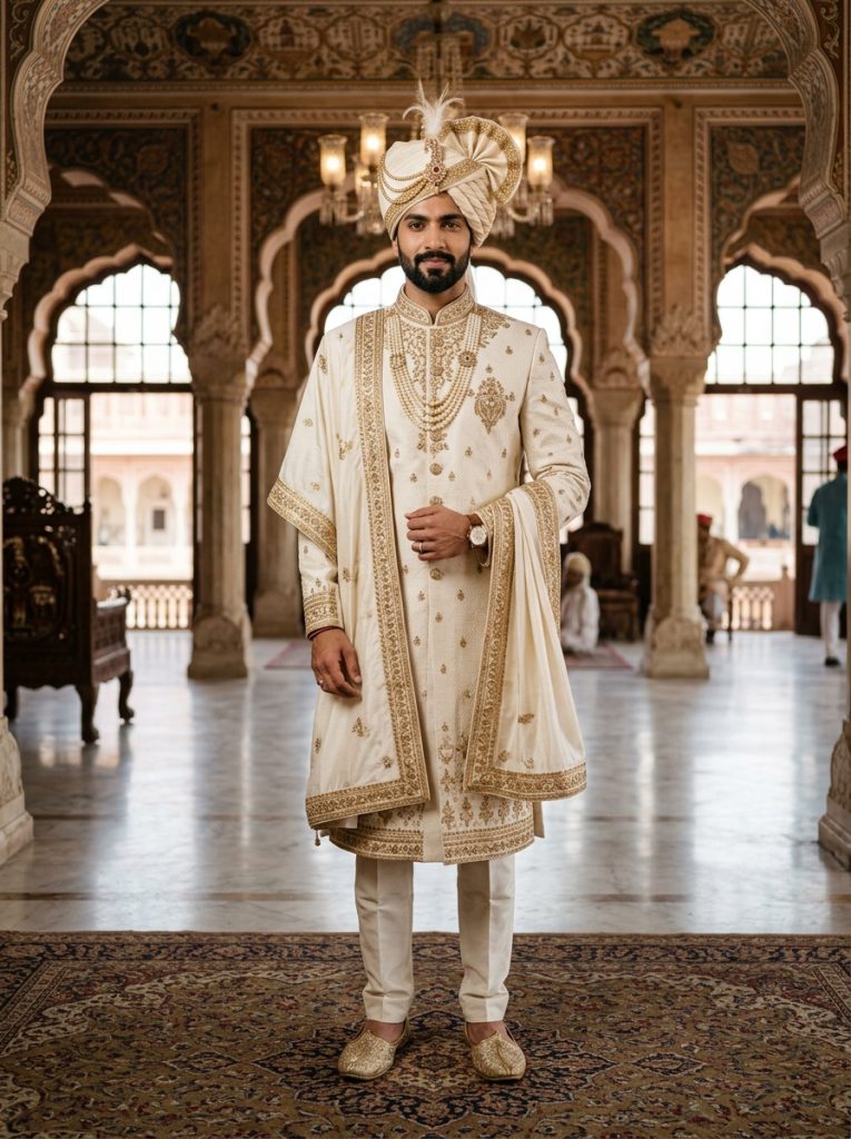 Royal Brocade Indo-Western Groom Jacket