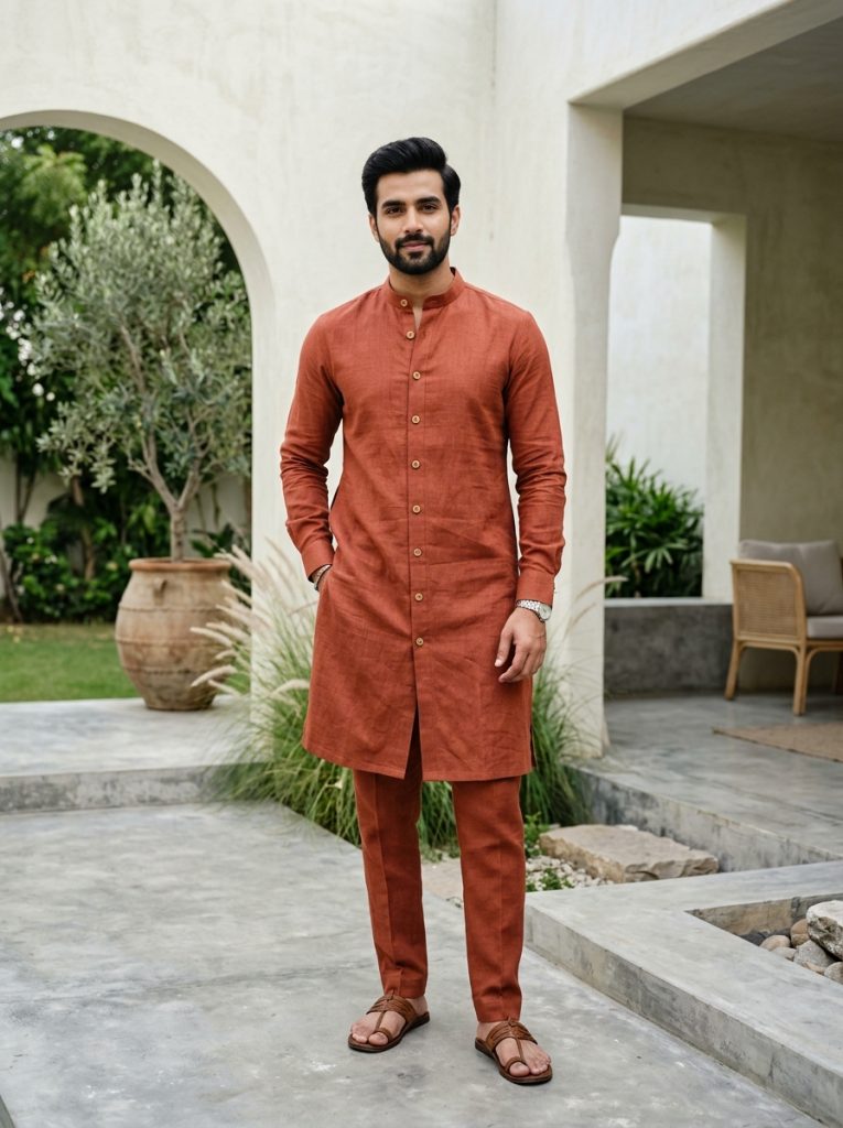 Pure Linen Breathable Textured Kurta