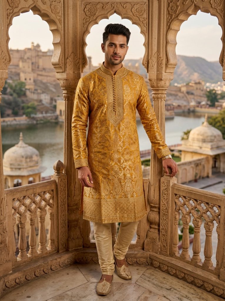 Metallic Jacquard Silk Kurta Pajama Set